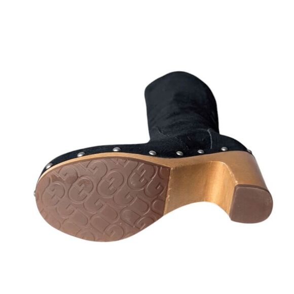 UGG Rumer Tall Black Suede Heeled Boot Size 6 - Picture 9 of 9